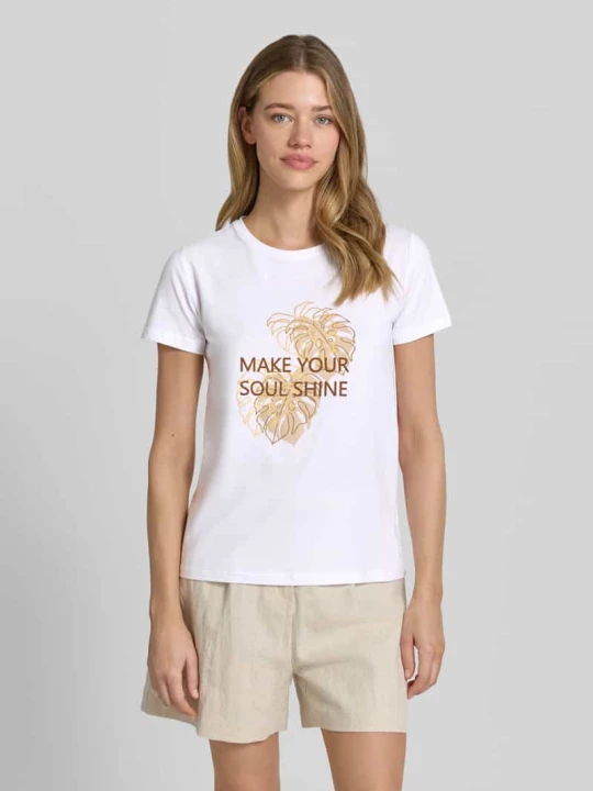 Zdjęcie produktu t-shirt z nadruk z napisem i motywem model 'RINA' Soyaconcept Biały