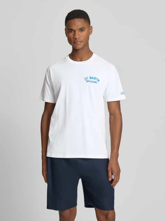Zdjęcie produktu T-shirt z nadrukami logo model 'PORTLAND' MC2 Saint Barth Biały