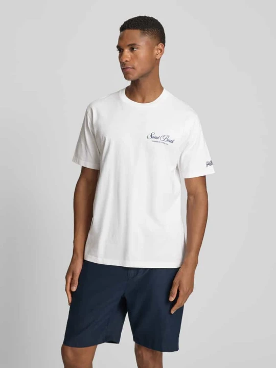 Zdjęcie produktu T-shirt z nadrukami logo model 'PORTLAND' MC2 Saint Barth Biały