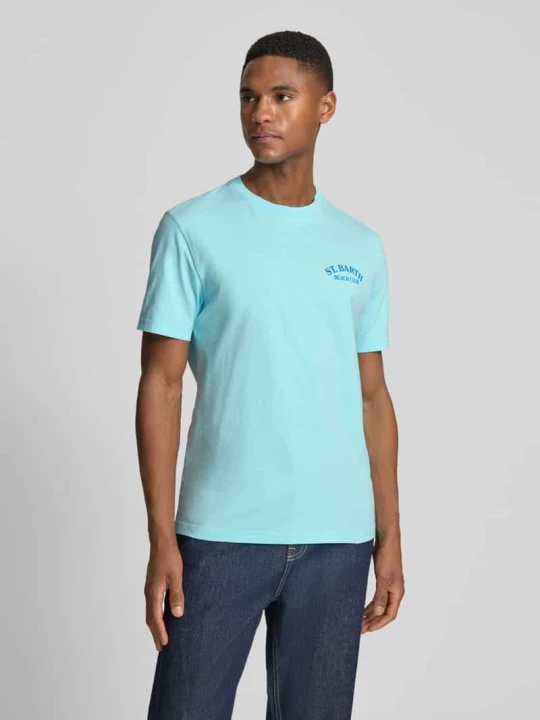 Zdjęcie produktu T-shirt z nadrukami logo model 'PORTLAND' MC2 Saint Barth Błękitny