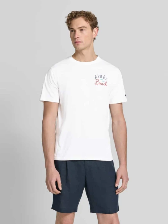 Zdjęcie produktu T-shirt z nadrukami logo model 'PORTLAND' MC2 Saint Barth Biały