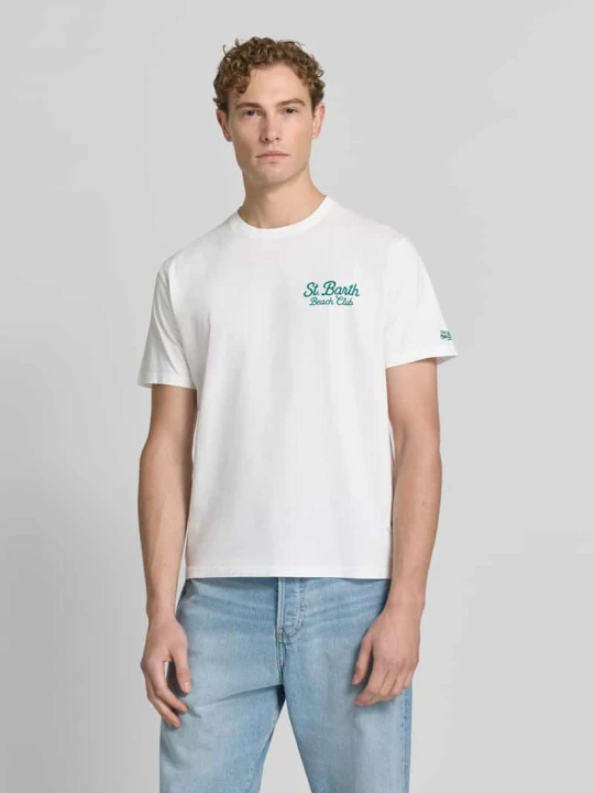 Zdjęcie produktu T-shirt z nadrukami logo model 'PORTLAND' MC2 Saint Barth Biały