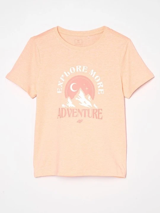 Zdjęcie produktu T-shirt z nadrukiem 4F koralowy