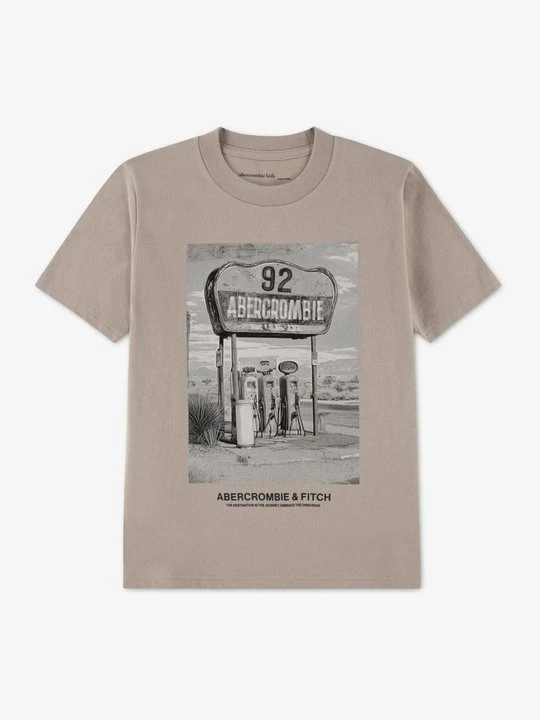Zdjęcie produktu T-shirt z nadrukiem Abercrombie & Fitch beżowy
