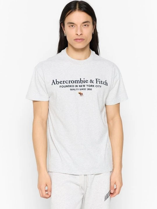Zdjęcie produktu T-shirt z nadrukiem Abercrombie & Fitch jasnoszary