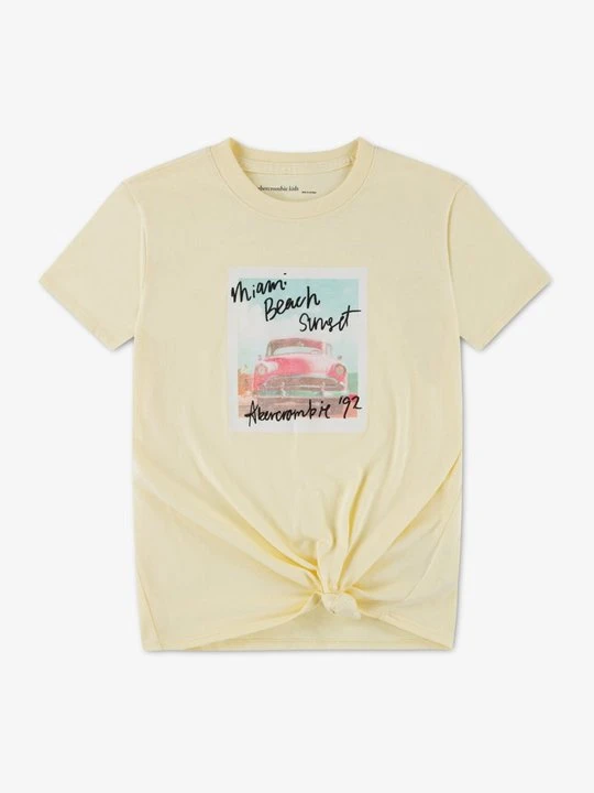 Zdjęcie produktu T-shirt z nadrukiem Abercrombie & Fitch jasnożółty