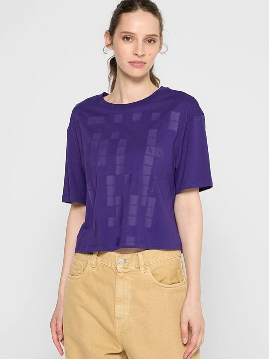 Zdjęcie produktu T-shirt z nadrukiem Armani Exchange ciemnoliliowy