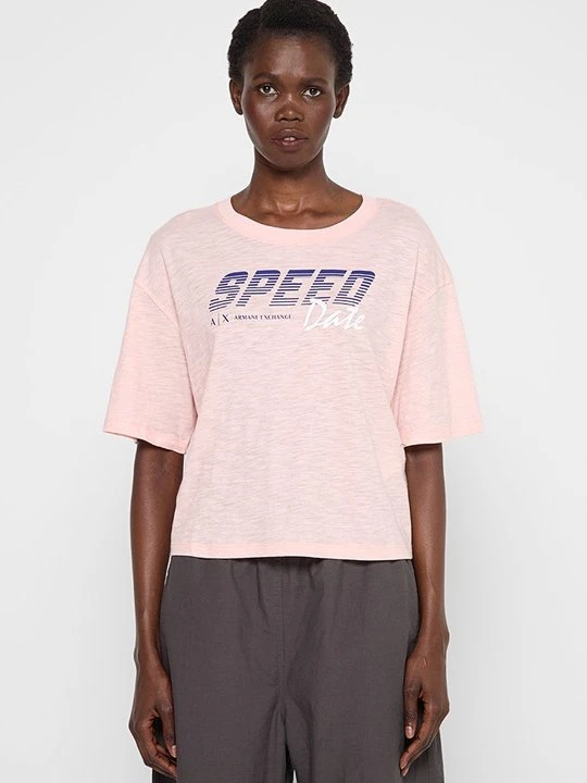 Zdjęcie produktu T-shirt z nadrukiem Armani Exchange jasnoróżowy