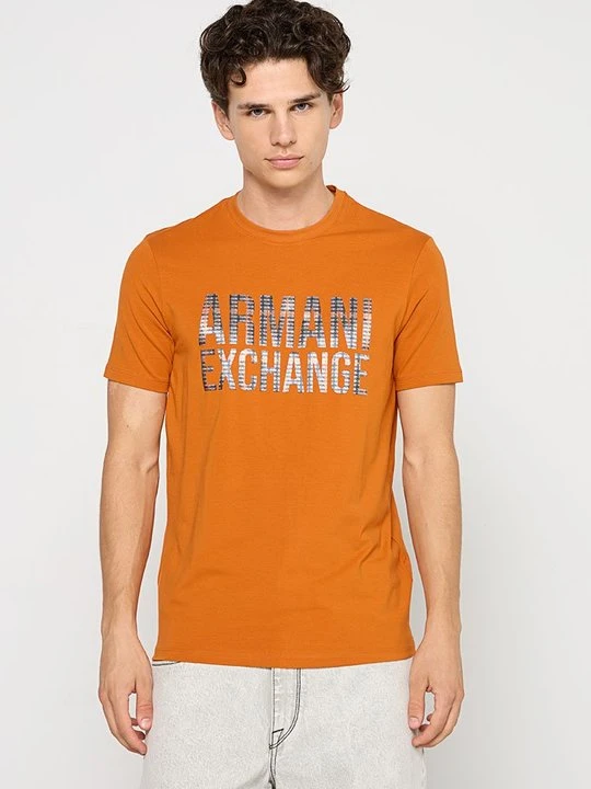 Zdjęcie produktu T-shirt z nadrukiem Armani Exchange pomarańczowy