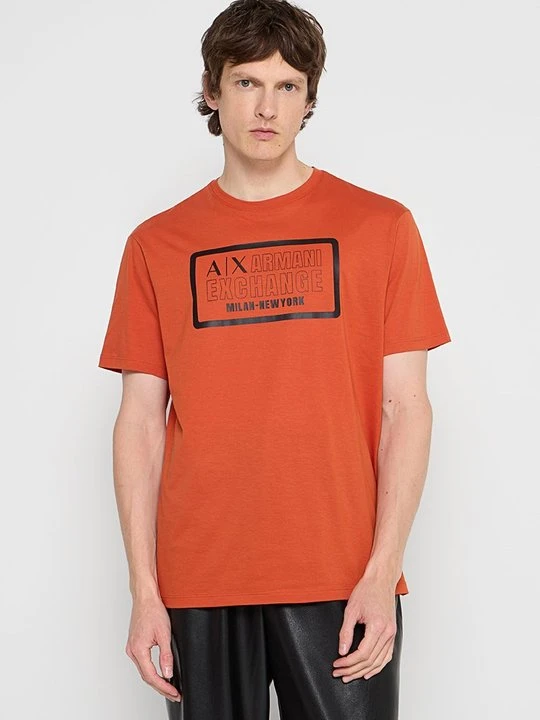 Zdjęcie produktu T-shirt z nadrukiem Armani Exchange pomarańczowy