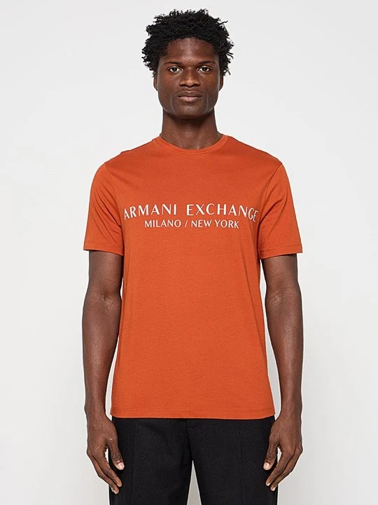 Zdjęcie produktu T-shirt z nadrukiem Armani Exchange jasnoczerwony melanż