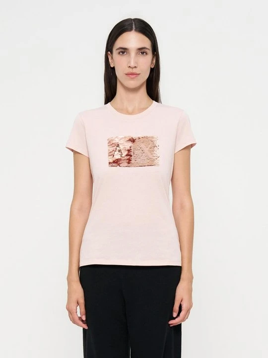 Zdjęcie produktu T-shirt z nadrukiem Armani Exchange jasnoróżowy