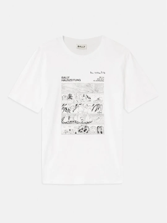 Zdjęcie produktu T-shirt z nadrukiem Bally biały