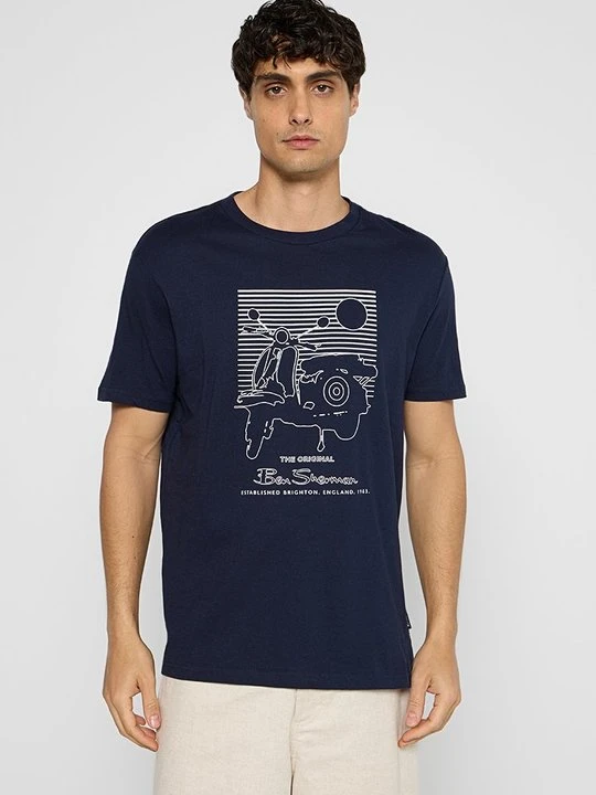 Zdjęcie produktu T-shirt z nadrukiem Ben Sherman granatowy