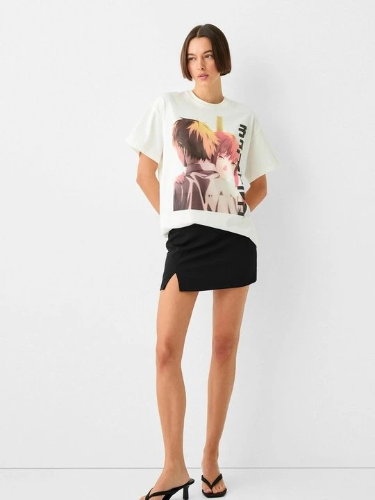 Zdjęcie produktu T-shirt z nadrukiem Bershka biały