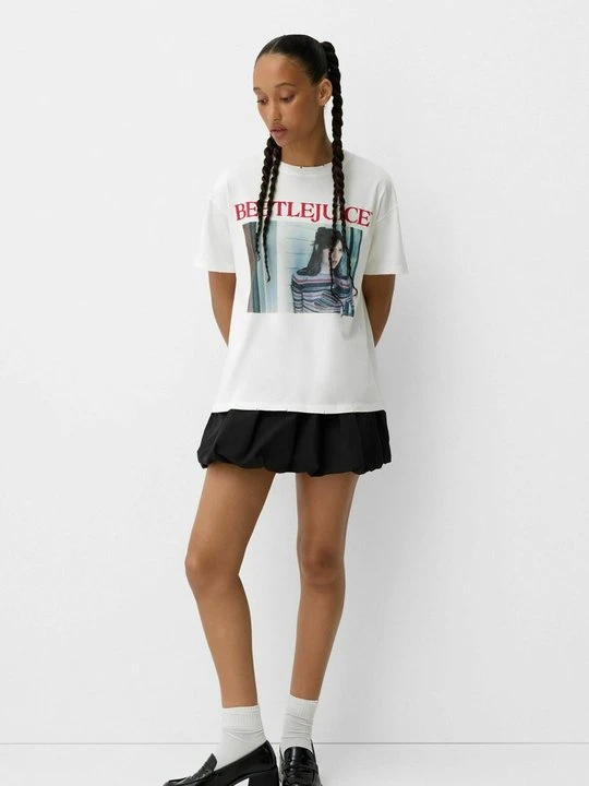 Zdjęcie produktu T-shirt z nadrukiem Bershka biały