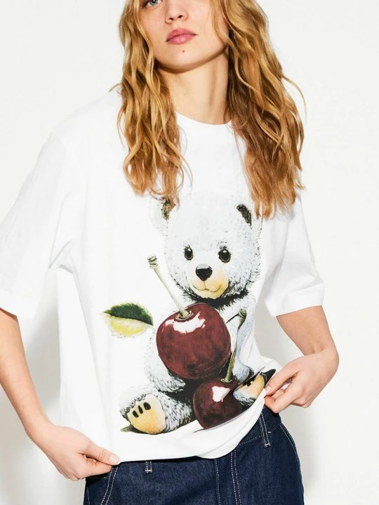 Zdjęcie produktu T-shirt z nadrukiem Bershka biały