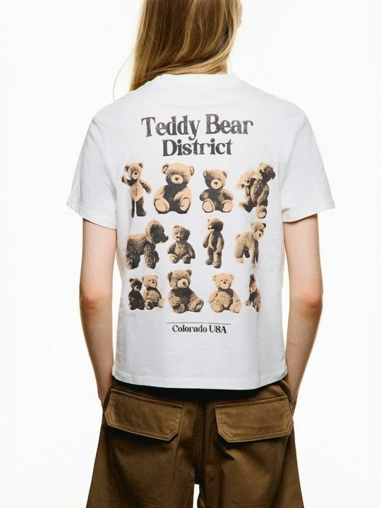 Zdjęcie produktu T-shirt z nadrukiem Bershka biały