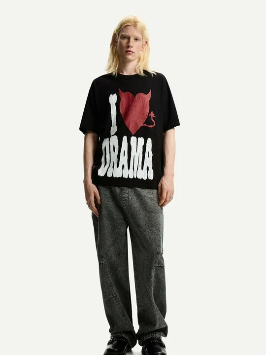 Zdjęcie produktu T-shirt z nadrukiem Bershka czarny