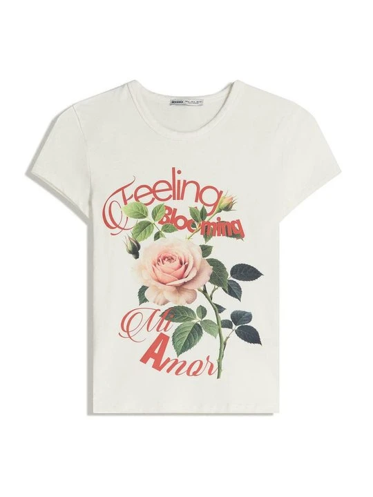 Zdjęcie produktu T-shirt z nadrukiem Bershka biały