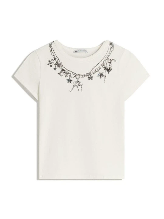 Zdjęcie produktu T-shirt z nadrukiem Bershka biały