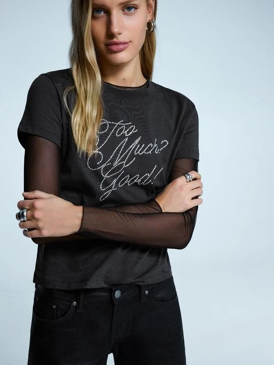 Zdjęcie produktu T-shirt z nadrukiem Bershka szary