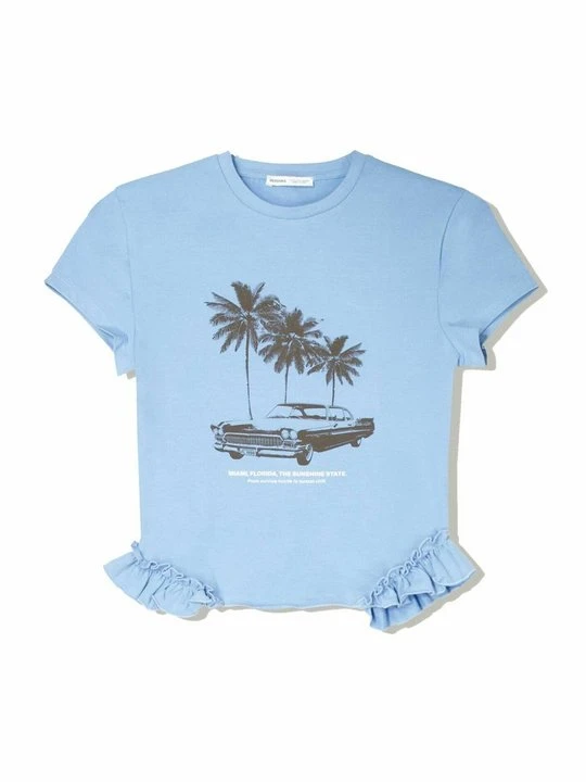 Zdjęcie produktu T-shirt z nadrukiem Bershka granatowy