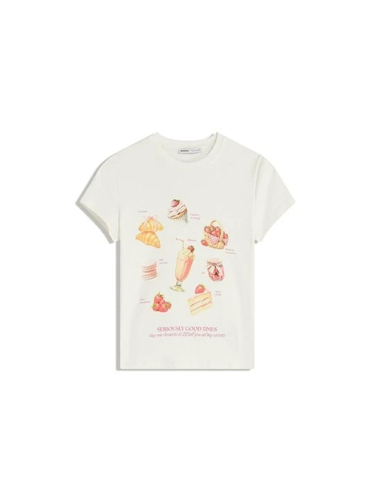 Zdjęcie produktu T-shirt z nadrukiem Bershka beżowy