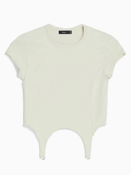 Zdjęcie produktu T-shirt z nadrukiem Bershka beżowy