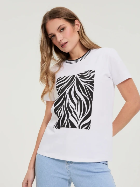 Zdjęcie produktu T-shirt z nadrukiem biały Moodo