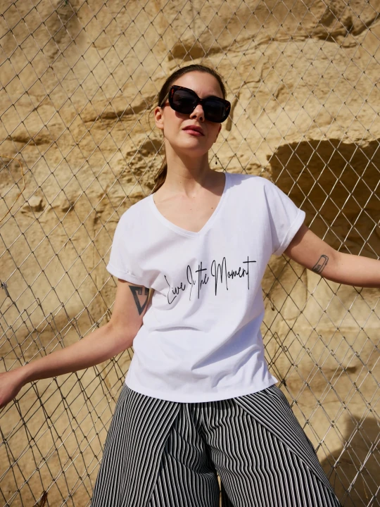 Zdjęcie produktu T-shirt z nadrukiem biały Moodo
