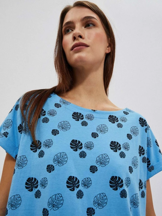 Zdjęcie produktu T-shirt z nadrukiem błękitny Moodo