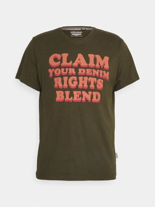 Zdjęcie produktu T-shirt z nadrukiem Blend ciemnozielony