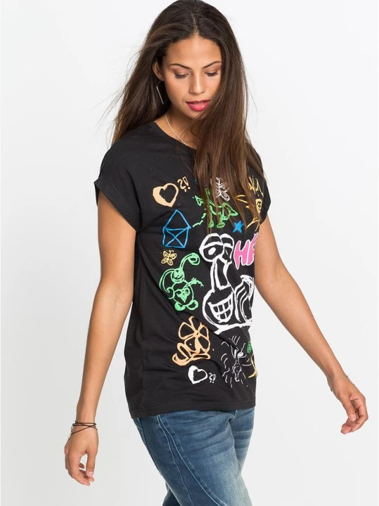 Zdjęcie produktu T-shirt z nadrukiem BonPrix czarny