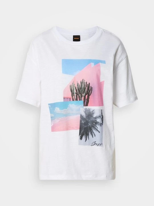 Zdjęcie produktu T-shirt z nadrukiem Boss mleczny