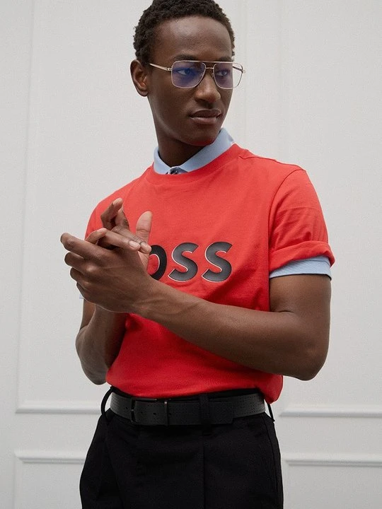 Zdjęcie produktu T-shirt z nadrukiem Boss czerwony