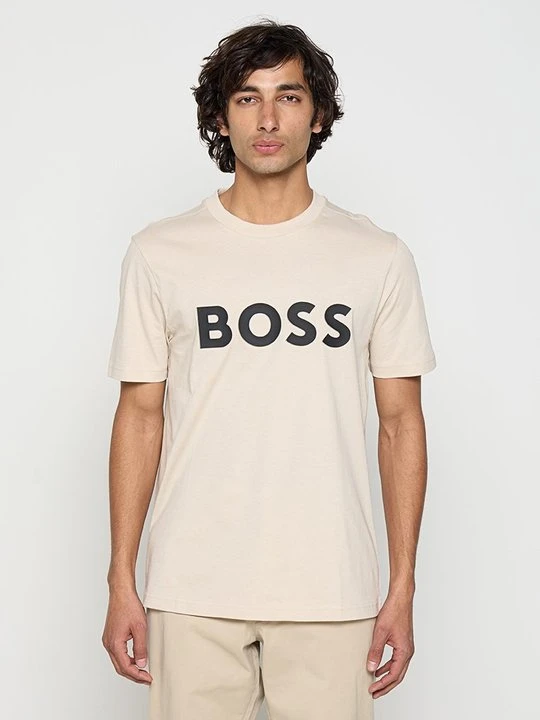 Zdjęcie produktu T-shirt z nadrukiem Boss beżowy