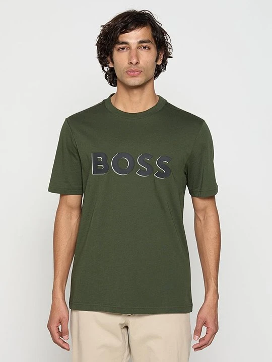 Zdjęcie produktu T-shirt z nadrukiem Boss ciemnozielony