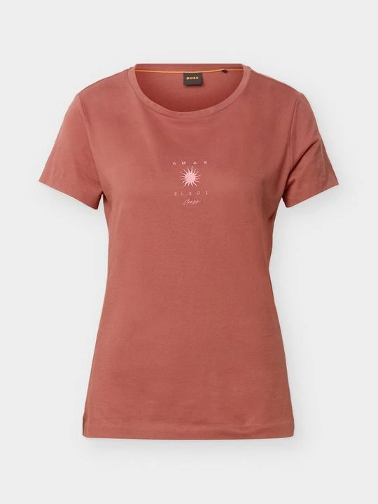 Zdjęcie produktu T-shirt z nadrukiem Boss ciemnoczerwony