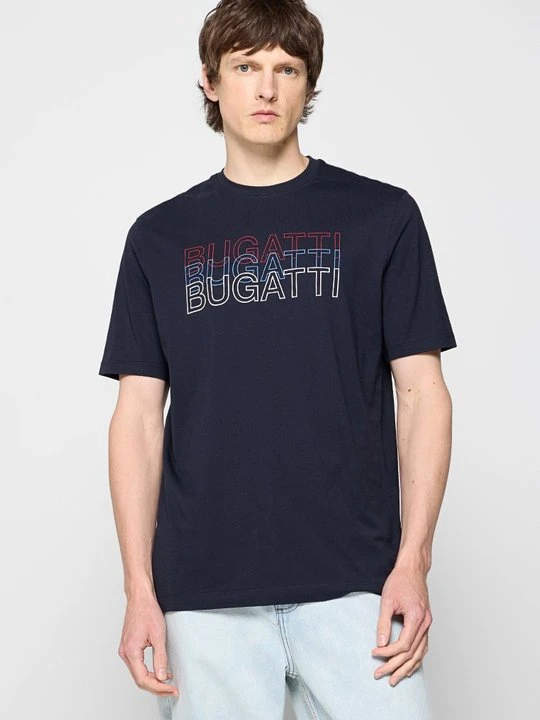 Zdjęcie produktu T-shirt z nadrukiem Bugatti niebieski