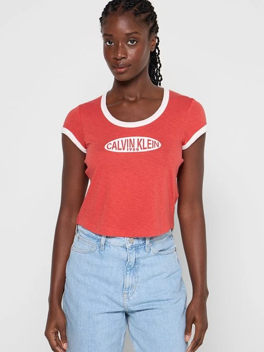 Zdjęcie produktu T-shirt z nadrukiem Calvin Klein czerwony