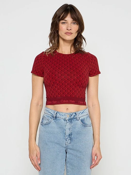 Zdjęcie produktu T-shirt z nadrukiem Calvin Klein jagodowy