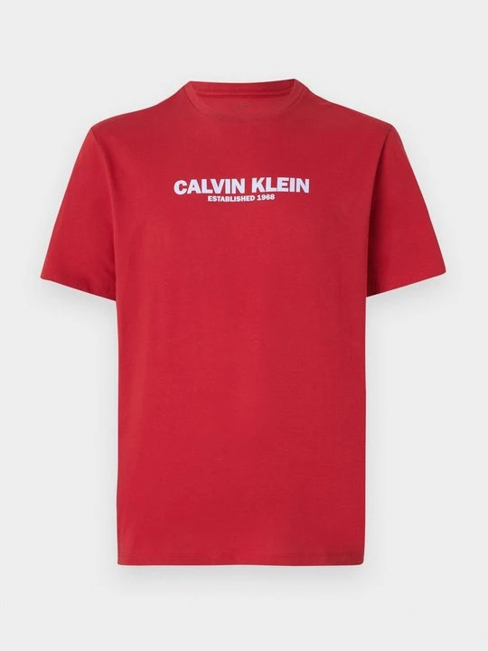 Zdjęcie produktu T-shirt z nadrukiem Calvin Klein ciemnoczerwony