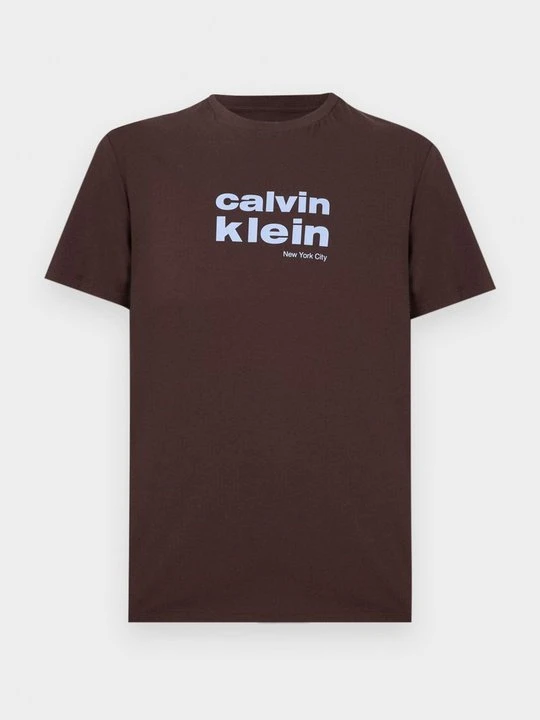 Zdjęcie produktu T-shirt z nadrukiem Calvin Klein ciemnobrązowy