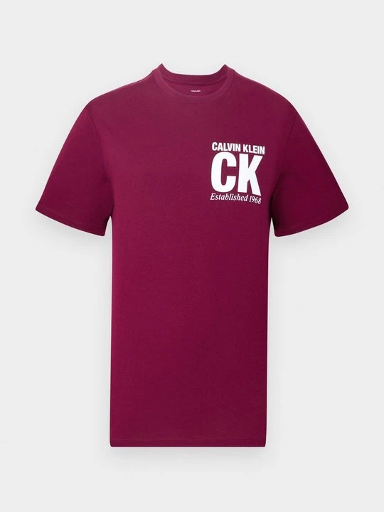 Zdjęcie produktu T-shirt z nadrukiem Calvin Klein ciemnoczerwony