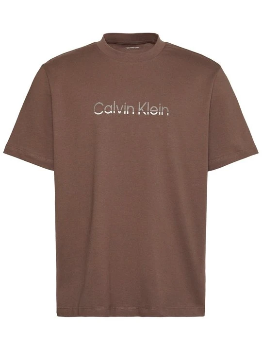 Zdjęcie produktu T-shirt z nadrukiem Calvin Klein brązowy