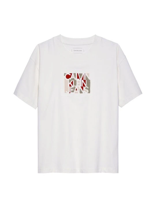 Zdjęcie produktu T-shirt z nadrukiem Calvin Klein Jeans mleczny