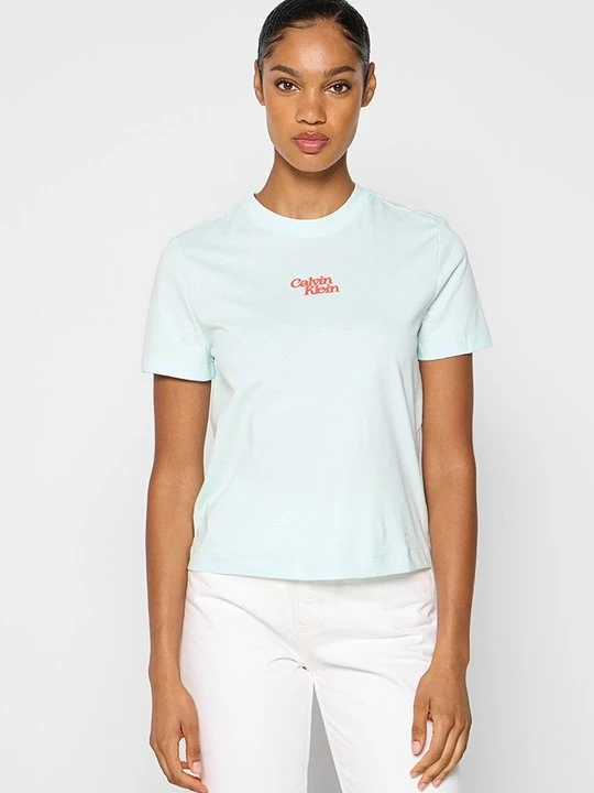 Zdjęcie produktu T-shirt z nadrukiem Calvin Klein Jeans fioletowy