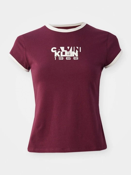 Zdjęcie produktu T-shirt z nadrukiem Calvin Klein Jeans bordowy