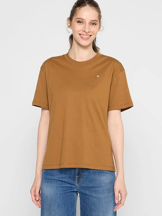 Zdjęcie produktu T-shirt z nadrukiem Calvin Klein Jeans wielbłądzi